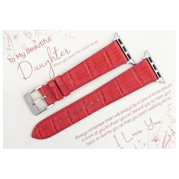 To My Daughter – Red Alligator Leather Apple Watch Band Gift for Daughter