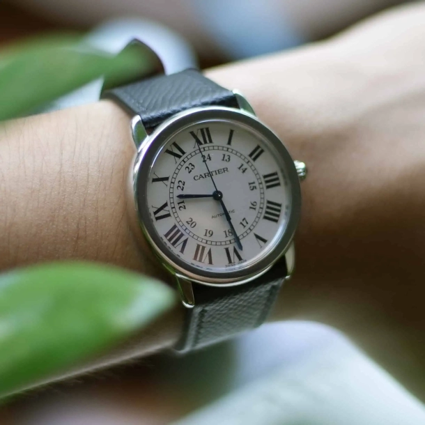black epsom leather watch strap