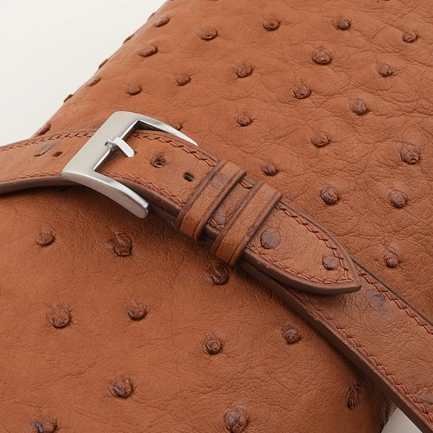 Brown Ostrich Leather Fixed Bars Watch Strap - Image 5