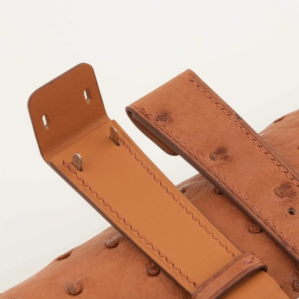 Brown Ostrich Leather Fixed Bars Watch Strap - Image 3