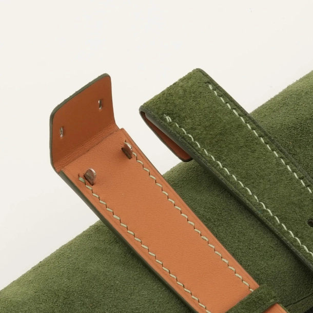 Green Suede Leather Fixed Bars Watch Strap - Image 3