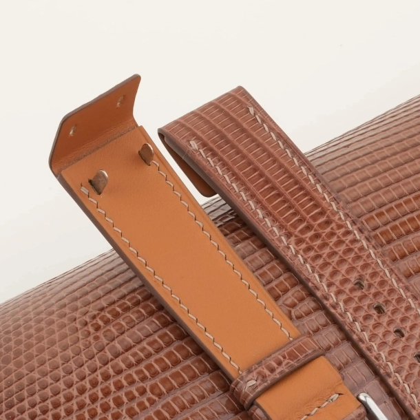Chocolate Lizard Leather Fixed Bars Watch Strap 3 Brown Lizard Leather Fixed Bars Watch Strap