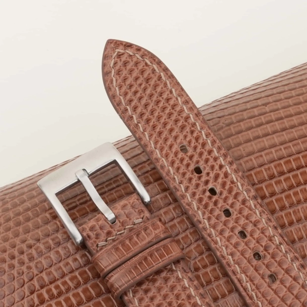 Chocolate Lizard Leather Fixed Bars Watch Strap 4 Brown Lizard Leather Fixed Bars Watch Strap