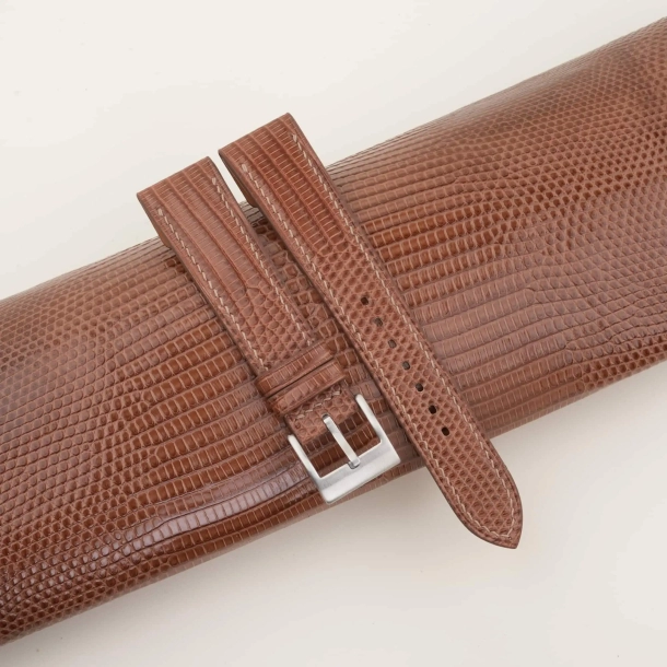 Chocolate Lizard Leather Fixed Bars Watch Strap 2 Brown Lizard Leather Fixed Bars Watch Strap