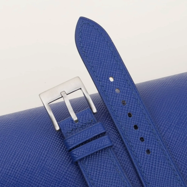 Blue Saffiano Leather Fixed Bars Watch Strap - Image 4