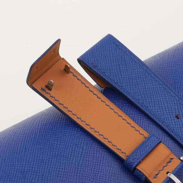 Blue Saffiano Leather Fixed Bars Watch Strap - Image 3