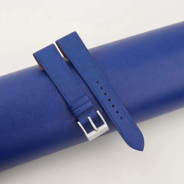 Blue Saffiano Leather Fixed Bars Watch Strap - Image 2