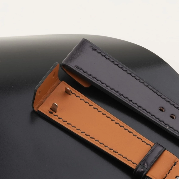 Black Shell Cordovan Leather Fixed Bars Watch Strap - Image 3