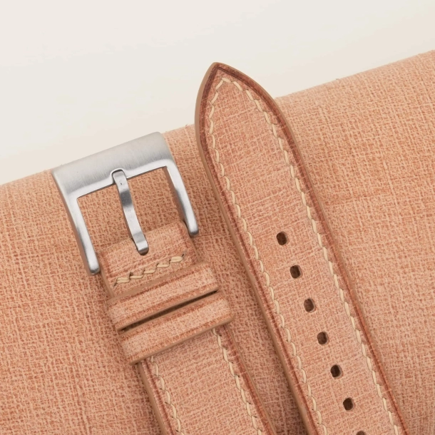 Beige Babele Leather Fixed Bars Watch Strap - Image 4