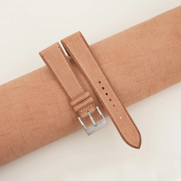 Beige Babele Leather Fixed Bars Watch Strap - Image 2