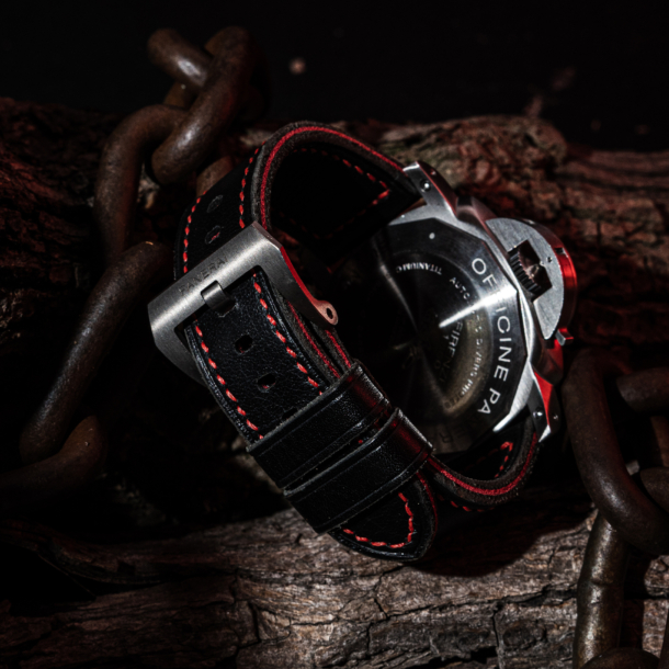 Nautilus Black Vachetta Veg Leather Strap for PAM Watches