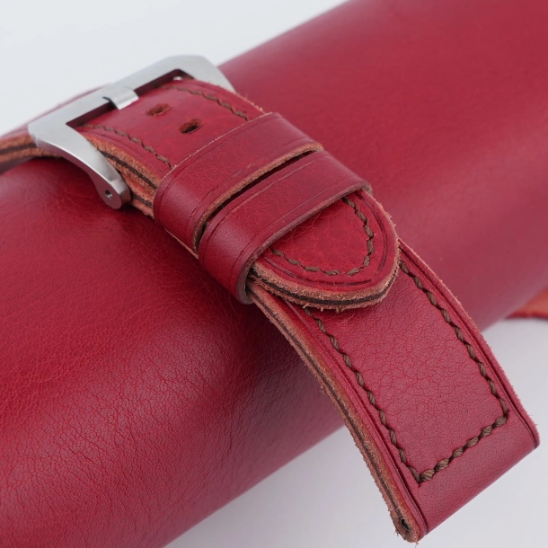 Red Evil Vachetta Veg Leather Strap for PAM Watches