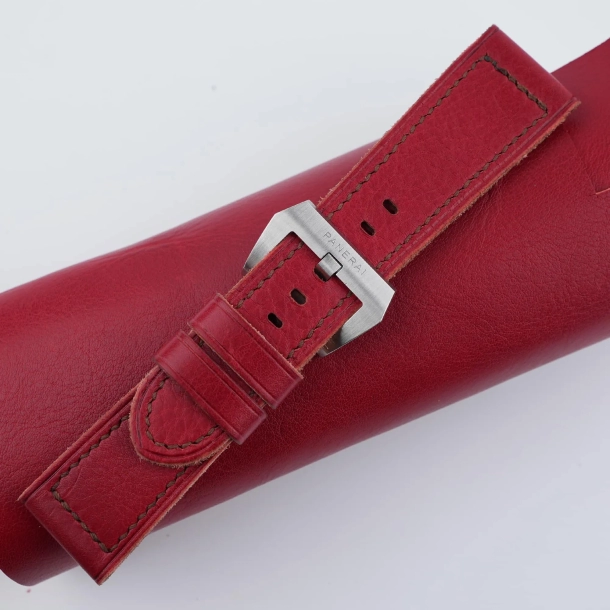 Red Evil Vachetta Veg Leather Strap for PAM Watches