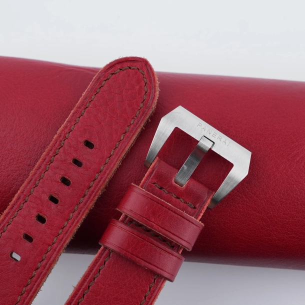 Red Evil Vachetta Veg Leather Strap for PAM Watches