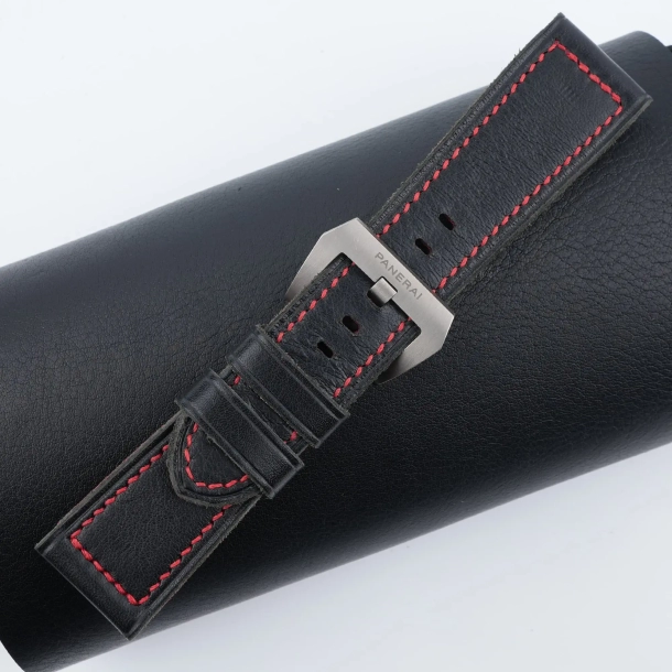 Nautilus Black Vachetta Veg Leather Strap for PAM Watches