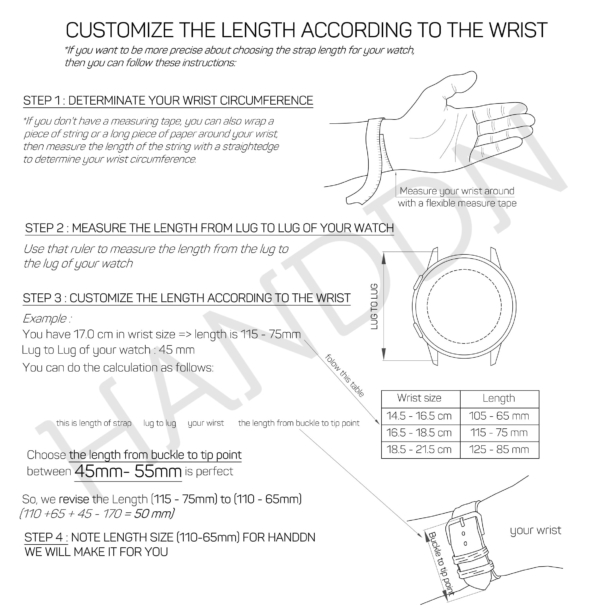 Guide choosing size for samsung watch bands