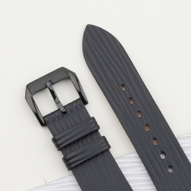 Black Calfskin Leather Samsung Watch Band