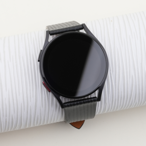 Black Calfskin Leather Samsung Watch Band