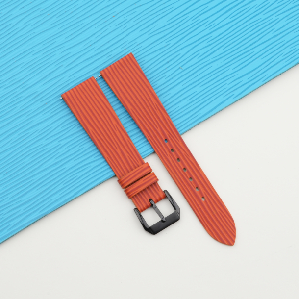 Orange Calfskin Leather Samsung Watch Band