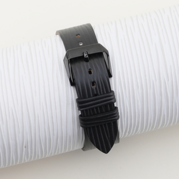 Black Calfskin Leather Samsung Watch Band