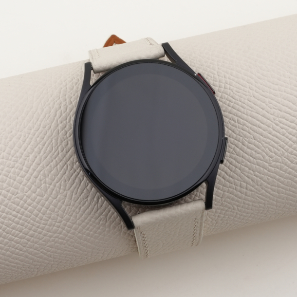 Pearl White Epsom Leather Samsung Watch Band