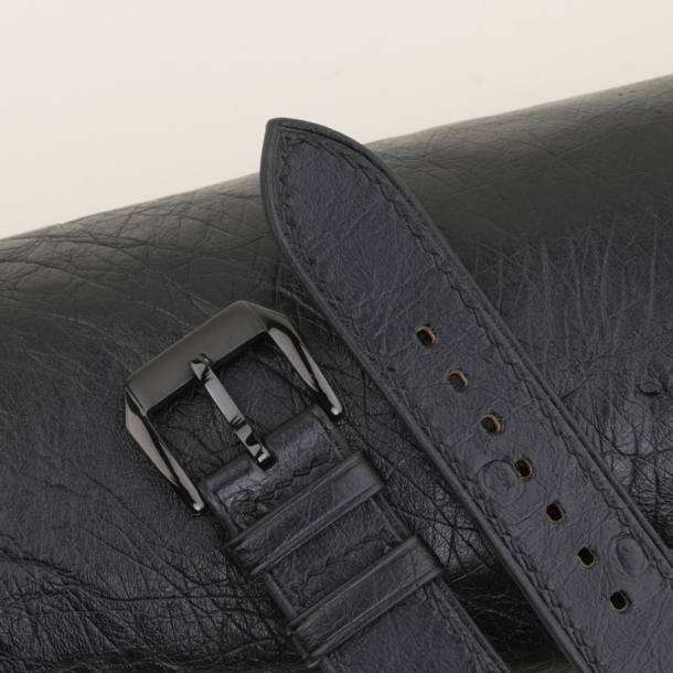 Black Ostrich Leather Samsung Watch Band