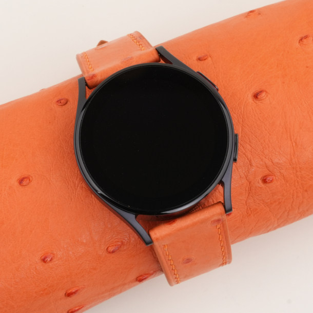 Orange Ostrich Leather Samsung Watch Band