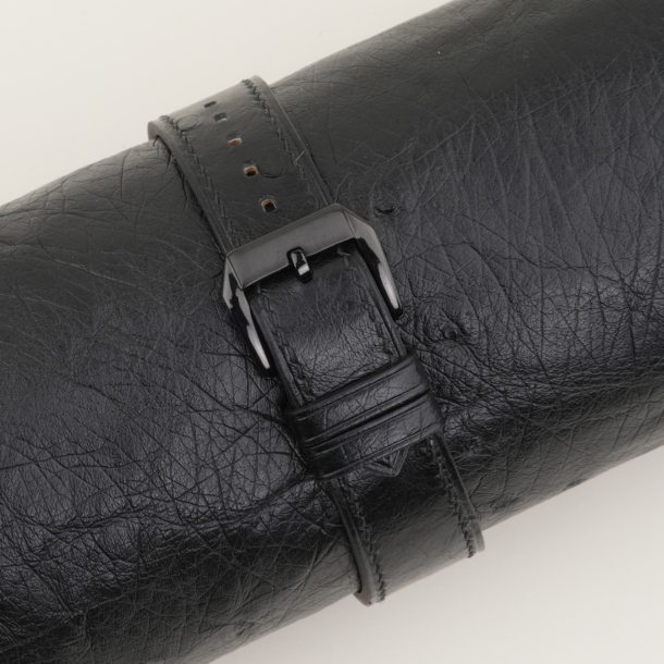 Black Ostrich Leather Samsung Watch Band