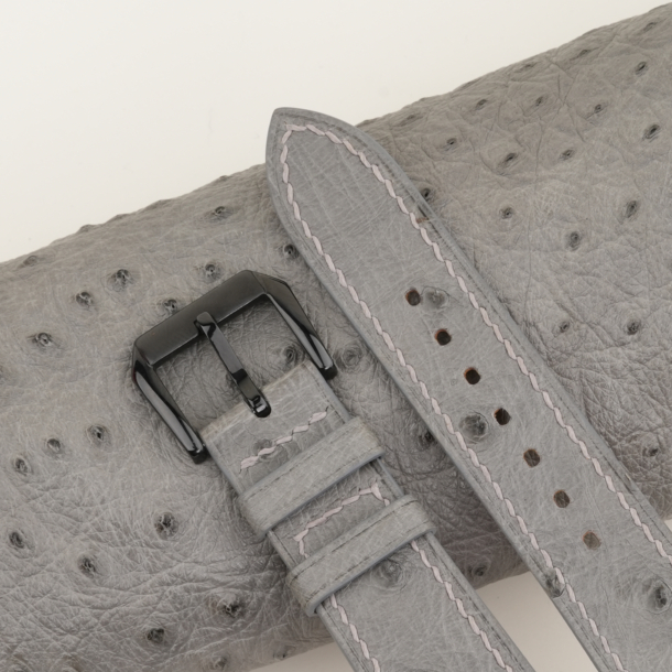 Grey Ostrich Leather Samsung Watch Band
