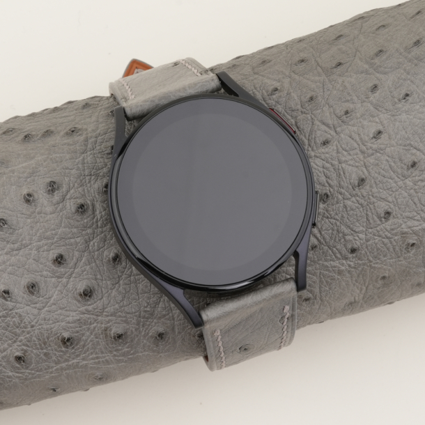 Grey Ostrich Leather Samsung Watch Band