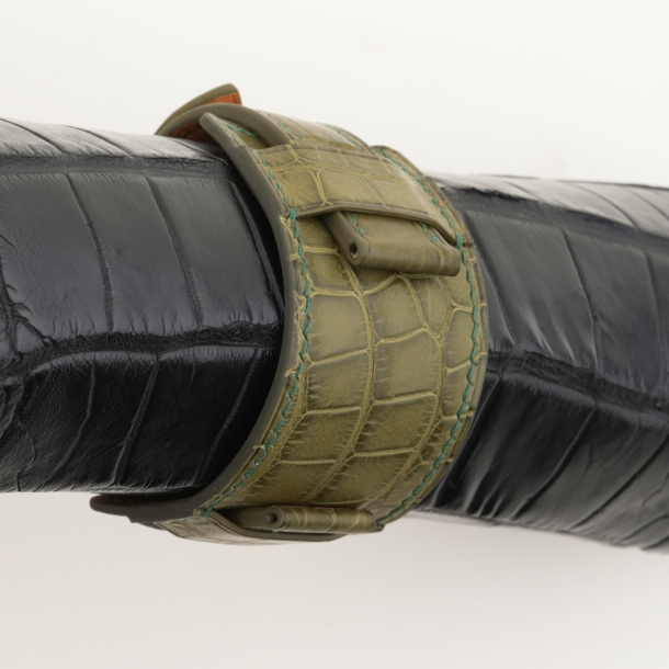 Olive Green Alligator Leather Bund Strap