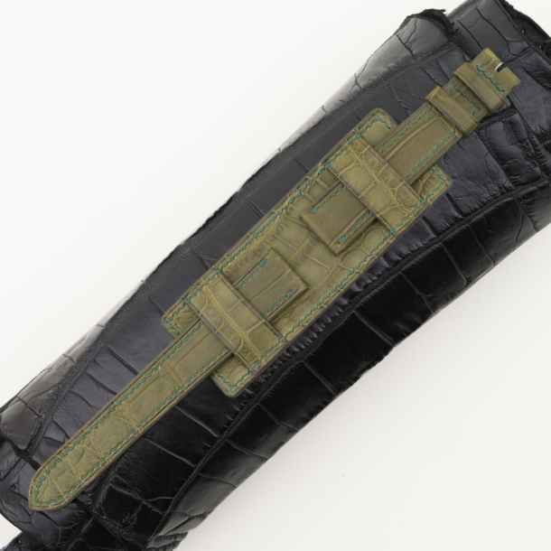 Olive Green Alligator Leather Bund Strap
