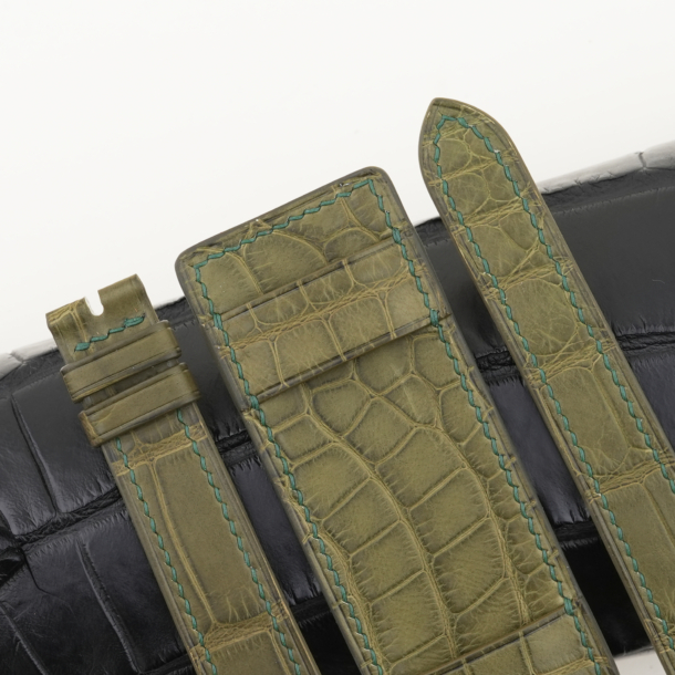 Olive Green Alligator Leather Bund Strap
