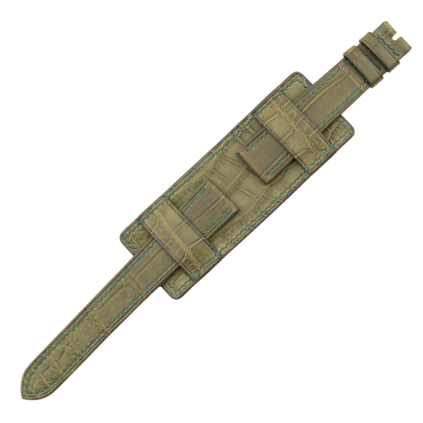 Olive Green Alligator Leather Bund Strap