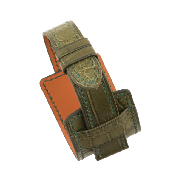 Olive Green Alligator Leather Bund Strap