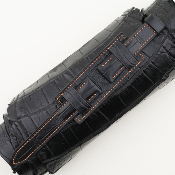 Black Alligator Leather Bund Strap - Image 5
