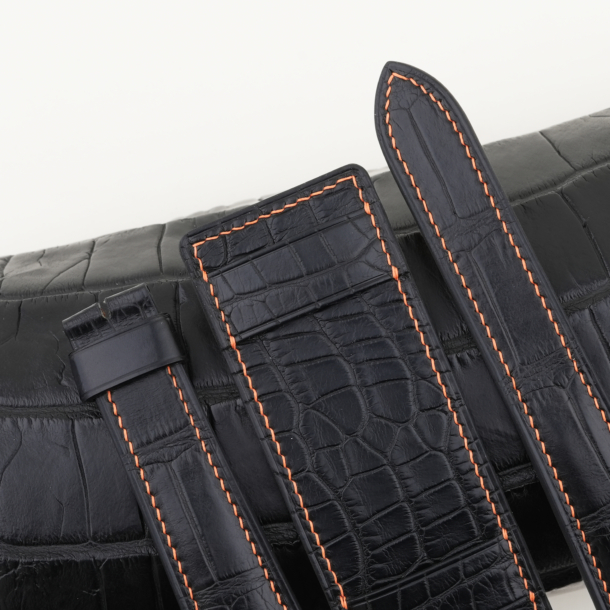 Black Alligator Leather Bund Strap - Image 4