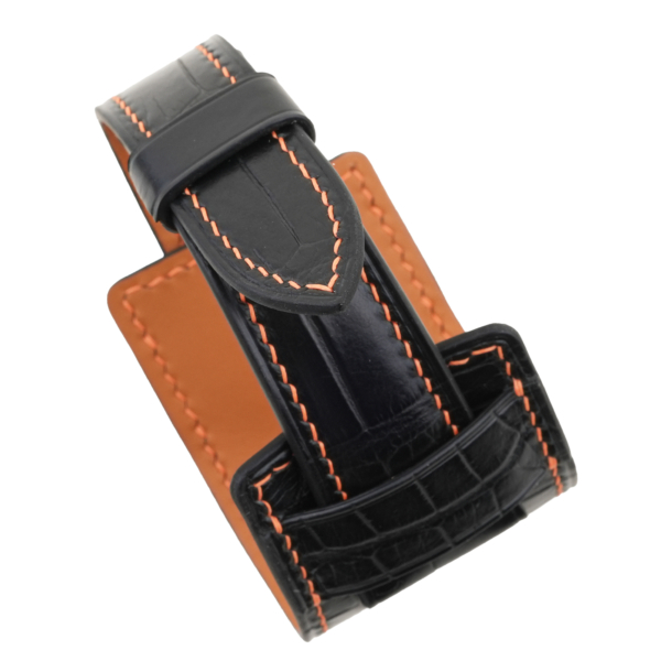Black Alligator Leather Bund Strap - Image 6