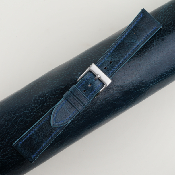 Ocean Blue Waxed Leather Watch Strap