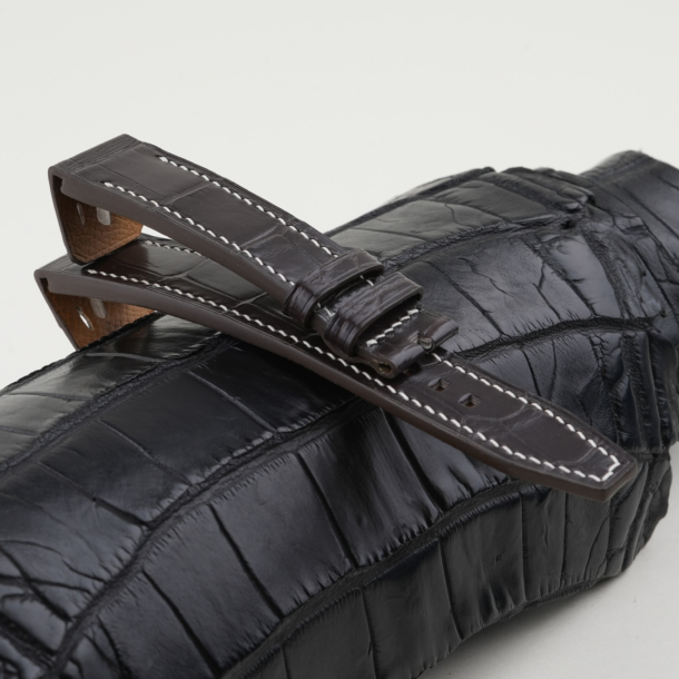 Dark Brown Alligator Fixed Bars Watch Strap