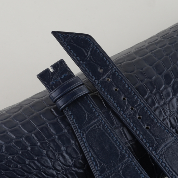 Asymmetric Midnight Blue Alligator Leather Watch Strap