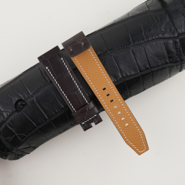 Dark Brown Alligator Fixed Bars Watch Strap