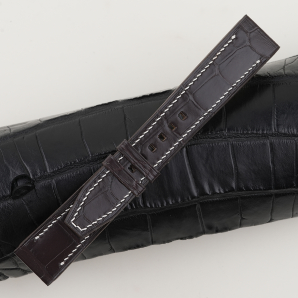 Dark Brown Alligator Fixed Bars Watch Strap