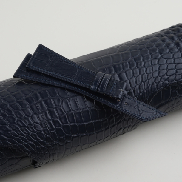 Asymmetric Midnight Blue Alligator Leather Watch Strap