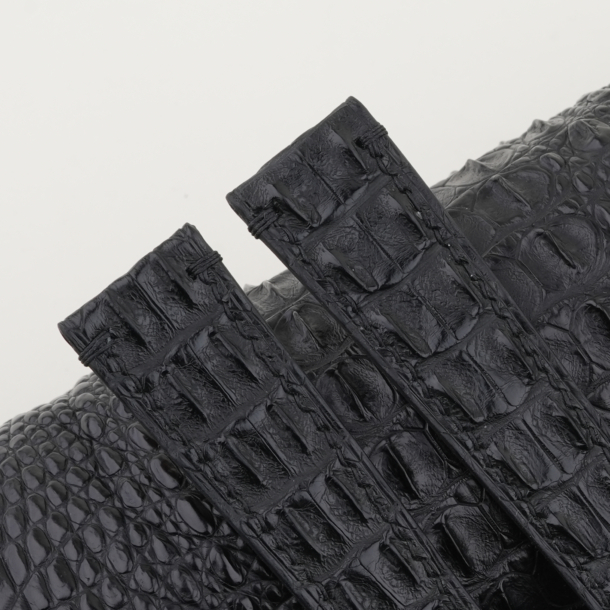Black Double Hornback Alligator Leather Bund Strap