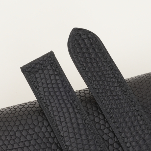 Black Lizard Leather Single Folding Watch Strap 3 Black Lizard Leather Single Folding Watch Strap