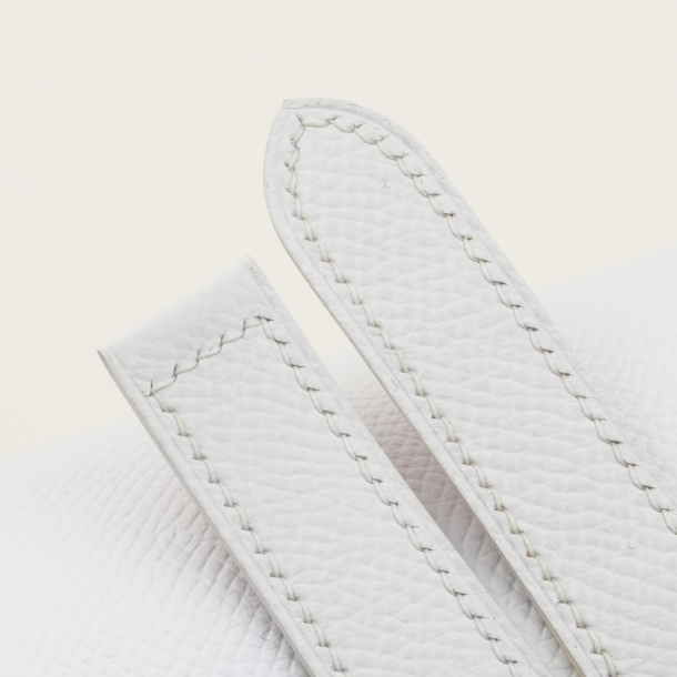 White Epsom Leather Single Folding Watch Strap