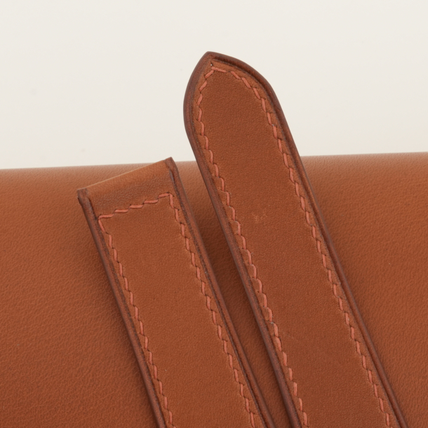Golden Brown Smooth Calf Leather Single Folding Watch Strap - Image 2