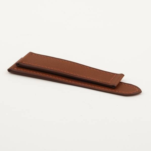 Golden Brown Smooth Calf Leather Single Folding Watch Strap