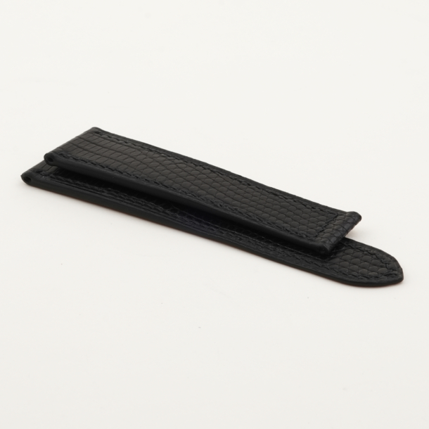 Black Lizard Leather Single Folding Watch Strap 4 Black Lizard Leather Single Folding Watch Strap